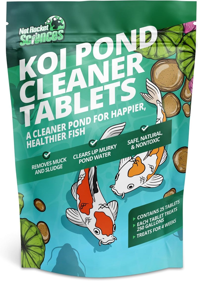 Not Rocket Sciences Koi Pond Cleaner Tablets - 25 Pcs. Muck & Sludge Remover, Ideal for Koi Fish Pond Maintenance, Outdoor Use, 8 oz - Image 1